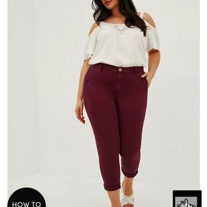 CROP SKINNY CHINO STRETCH TWILL MID-RISE Wine SZ 22
